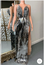 Metallic Silver Dress With Slit